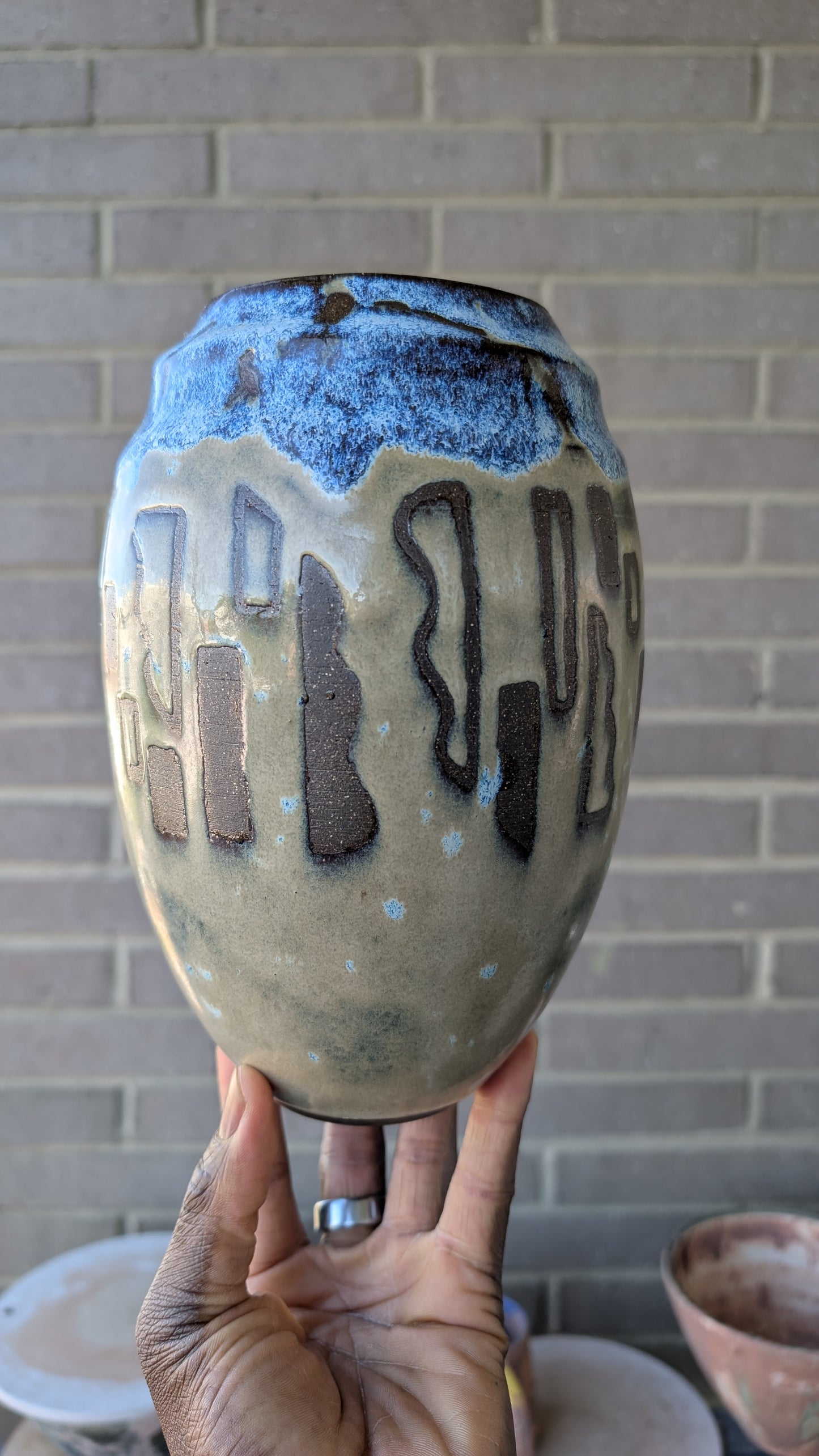 Large Geometric Shoreline Vase