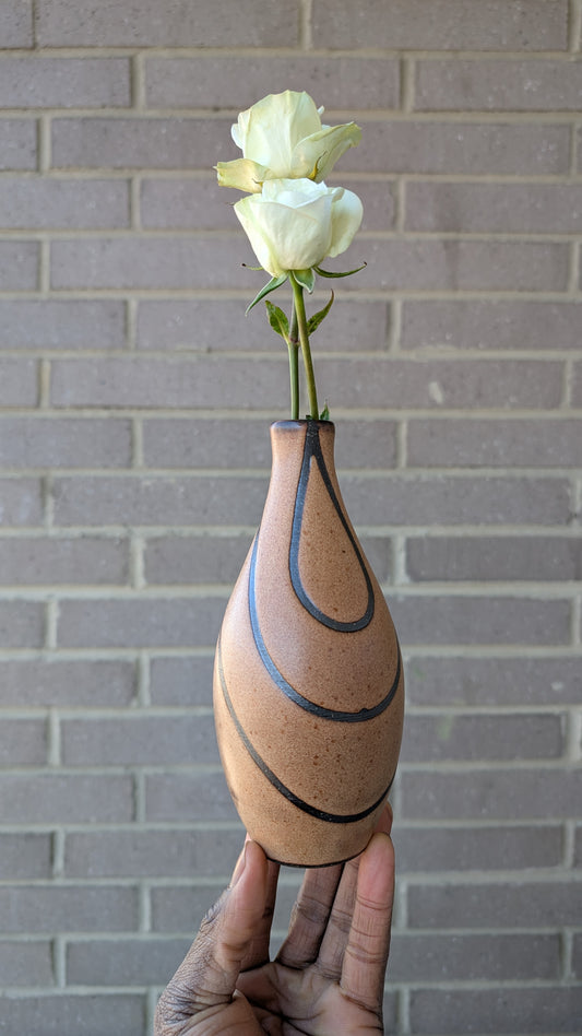 Shino Teardrop-Striped Bud Vase