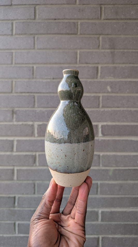 Green and Grey Double Bubble Bud Vase