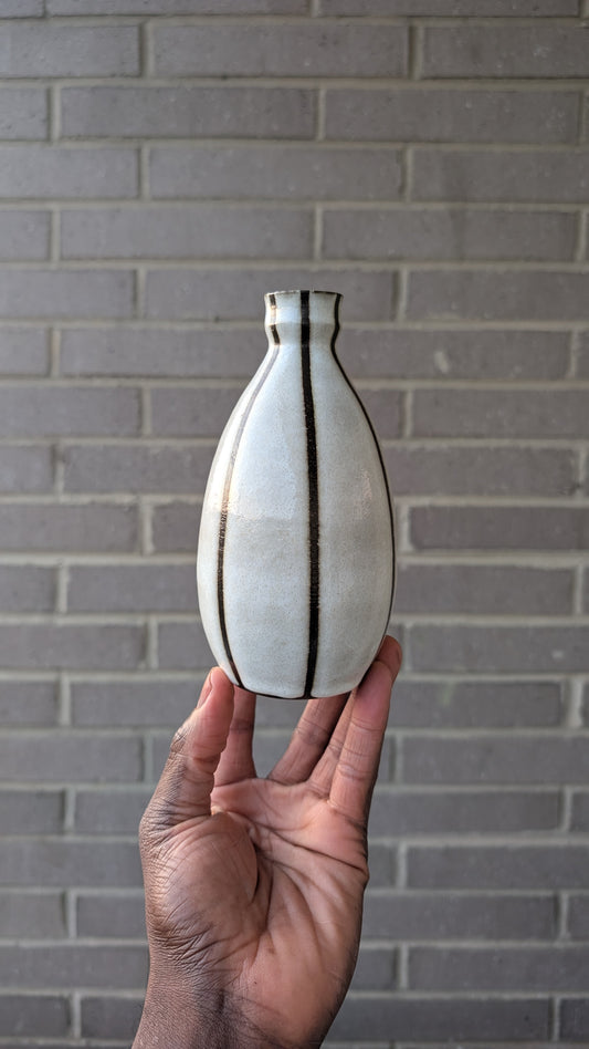 White Vertical Striped Vase