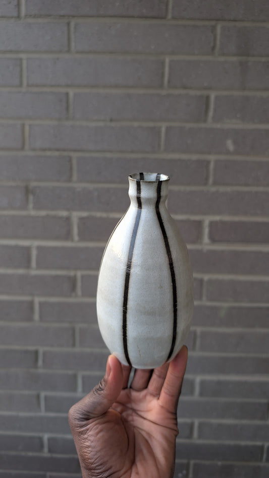 White Vertical Striped Vase