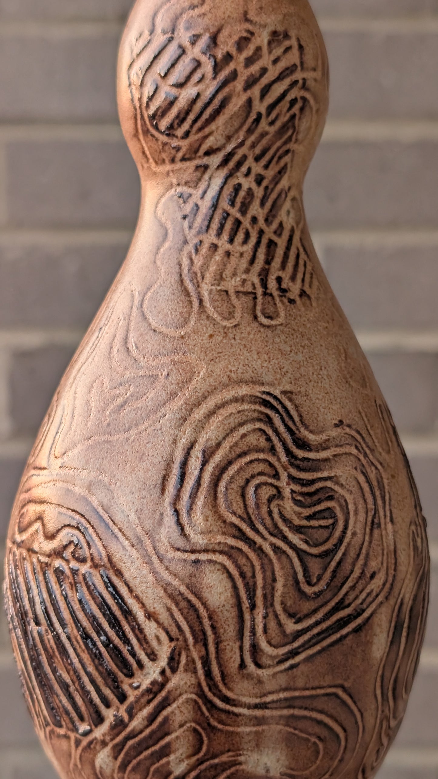 Shino Carved Tall Bud Vase