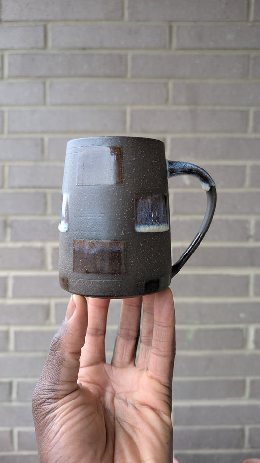 Small Checkered Drip Mug - (Large pattern)