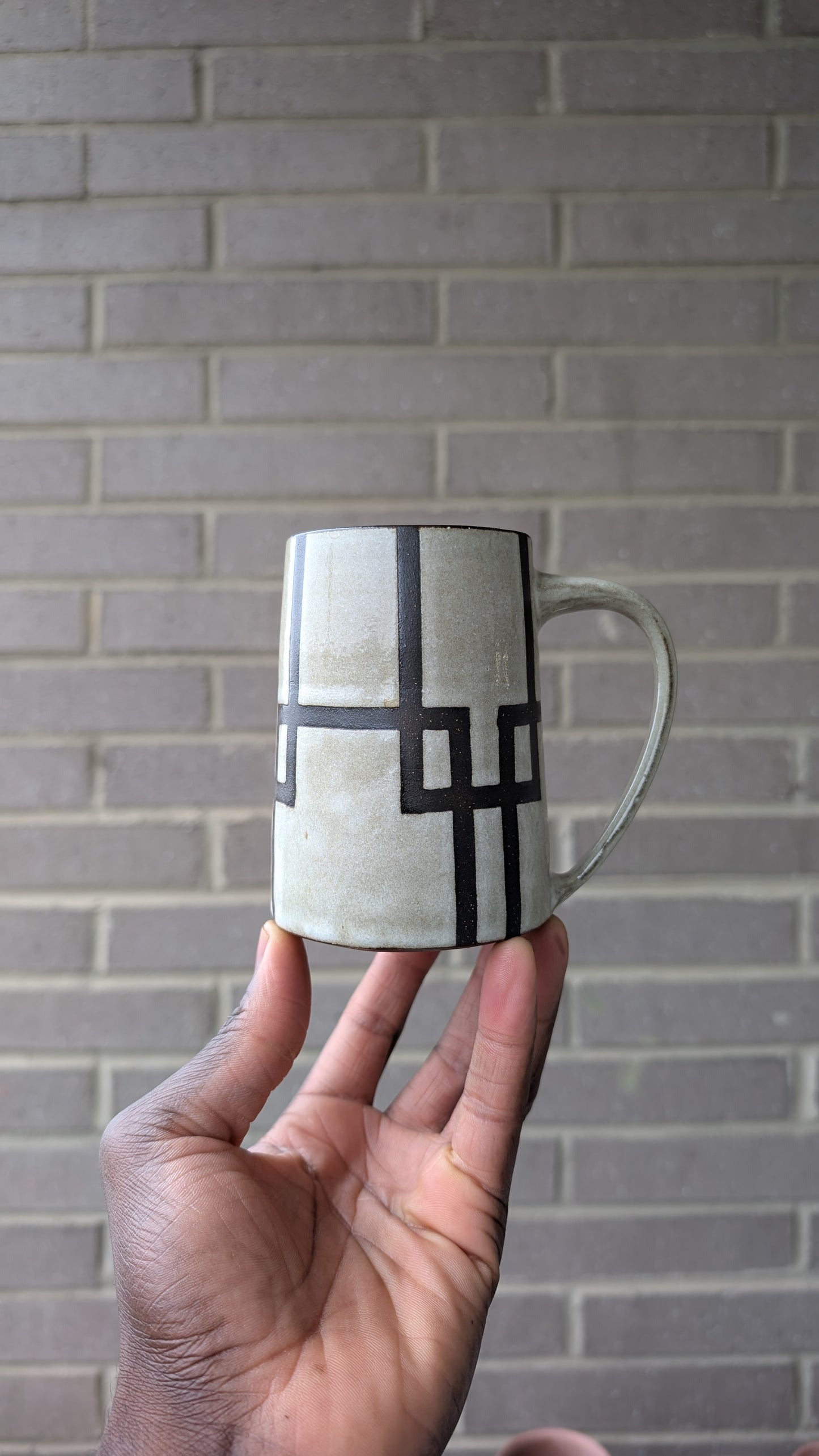 White Geometric Mug