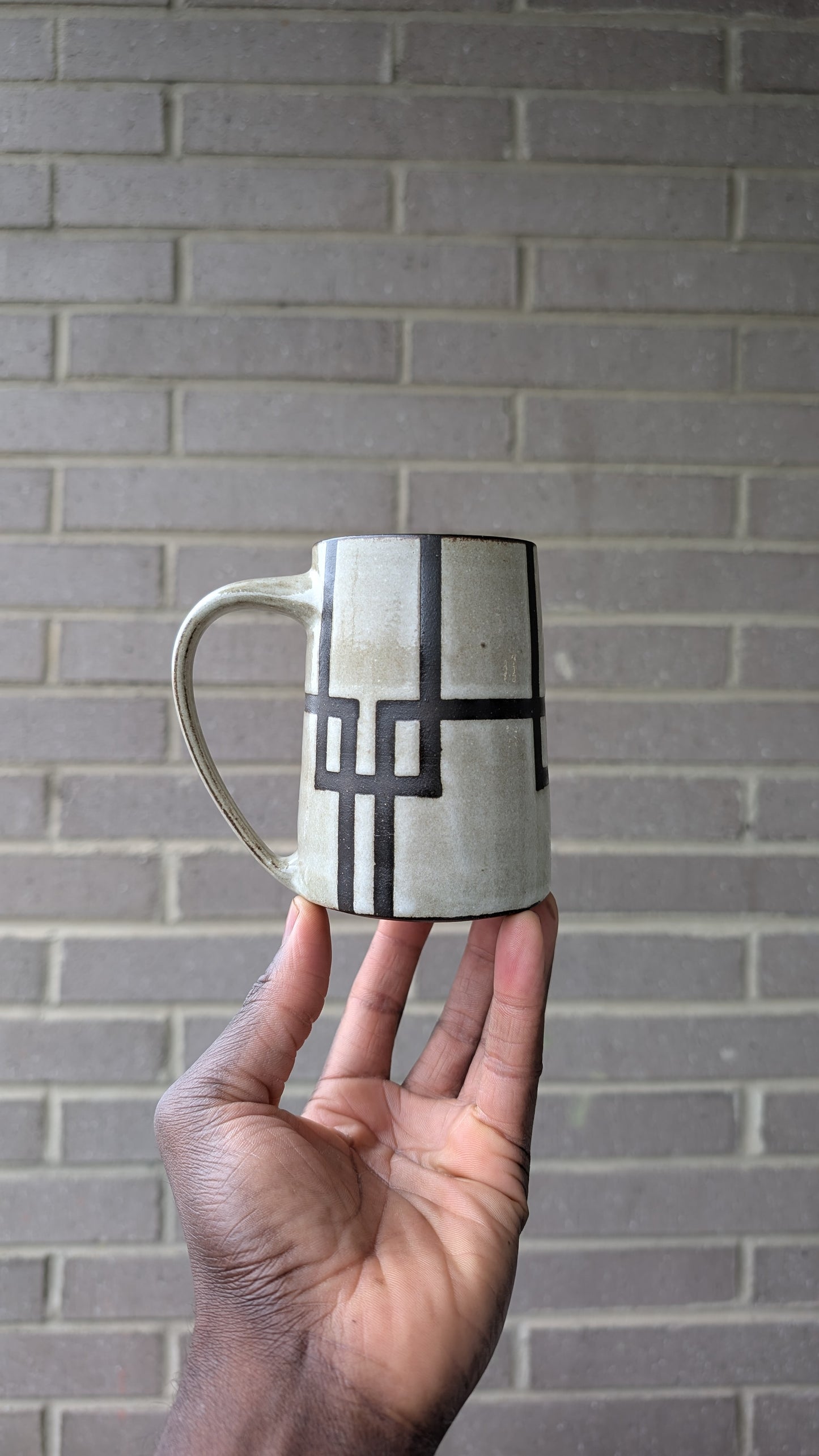 White Geometric Mug