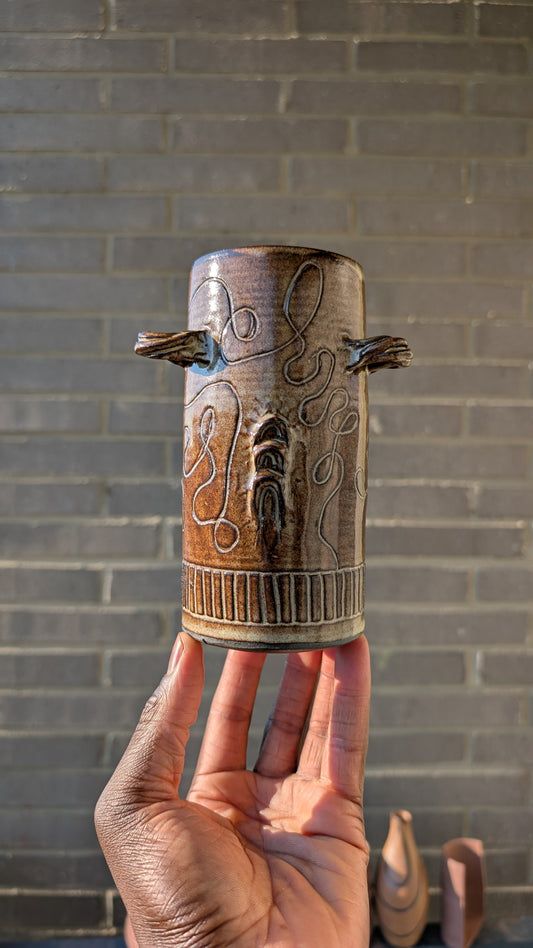 Shino Carved Vase