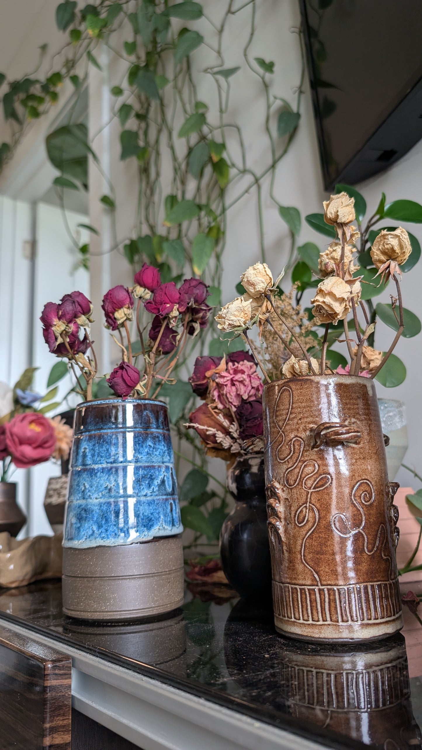 Shino Carved Vase