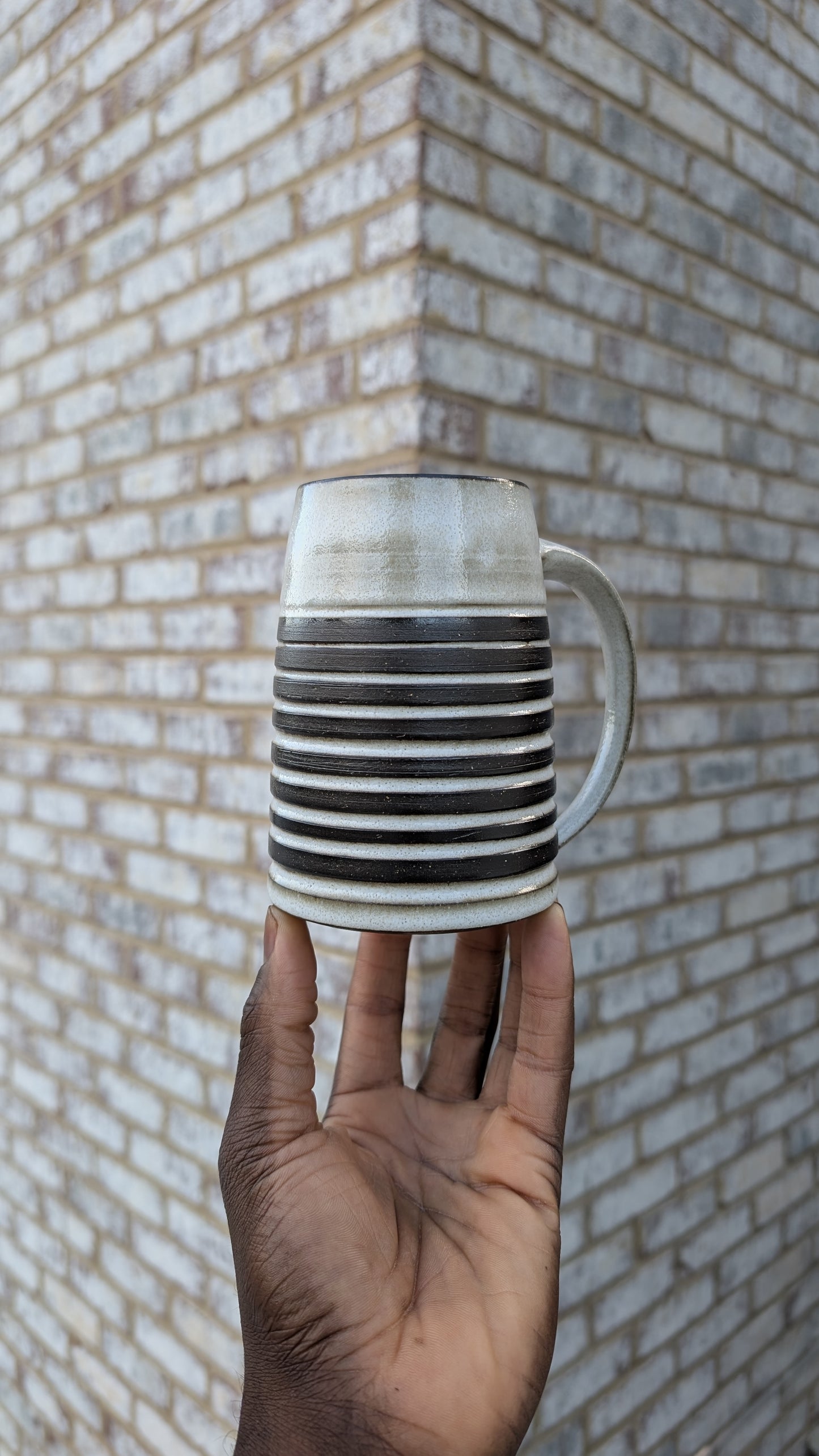 Large Black & White Stripes Mug