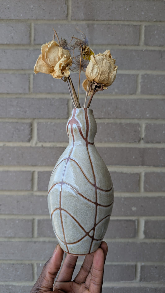 Bulbous Grid Vase