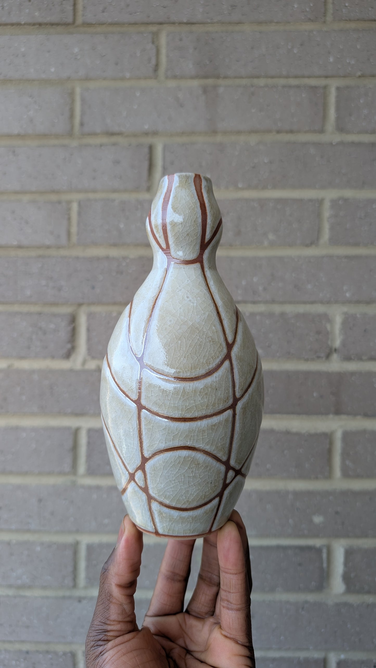 Bulbous Grid Vase