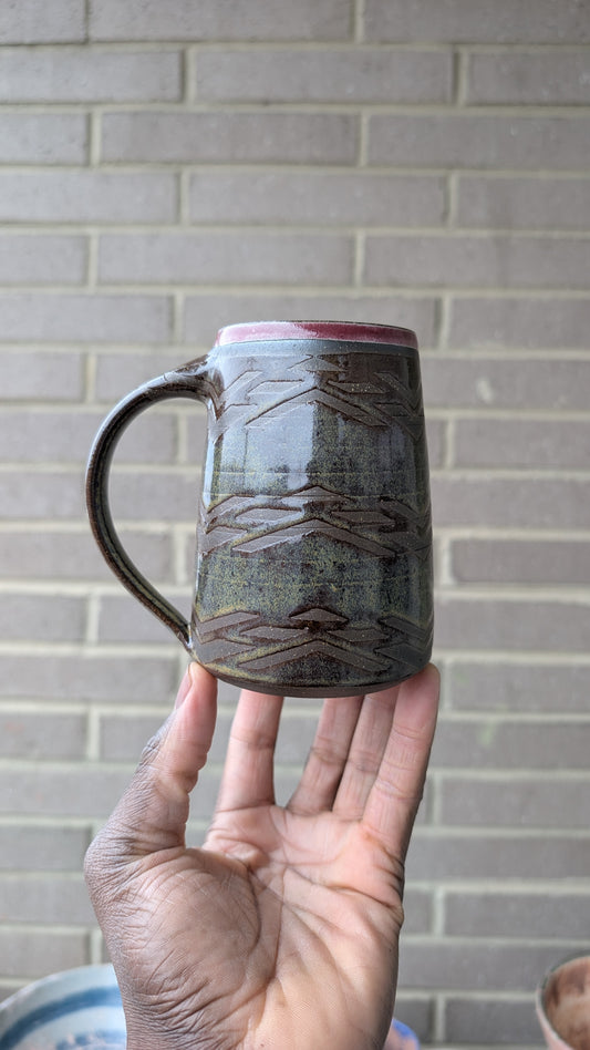 Large Black/Red Dark Bruised Banana Mug