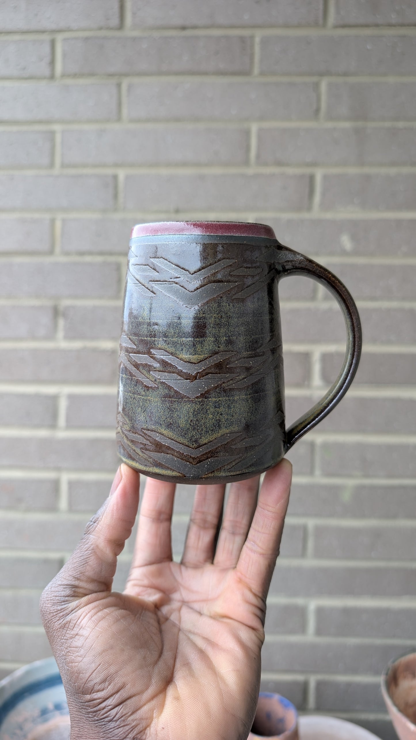 Large Black/Red Dark Bruised Banana Mug