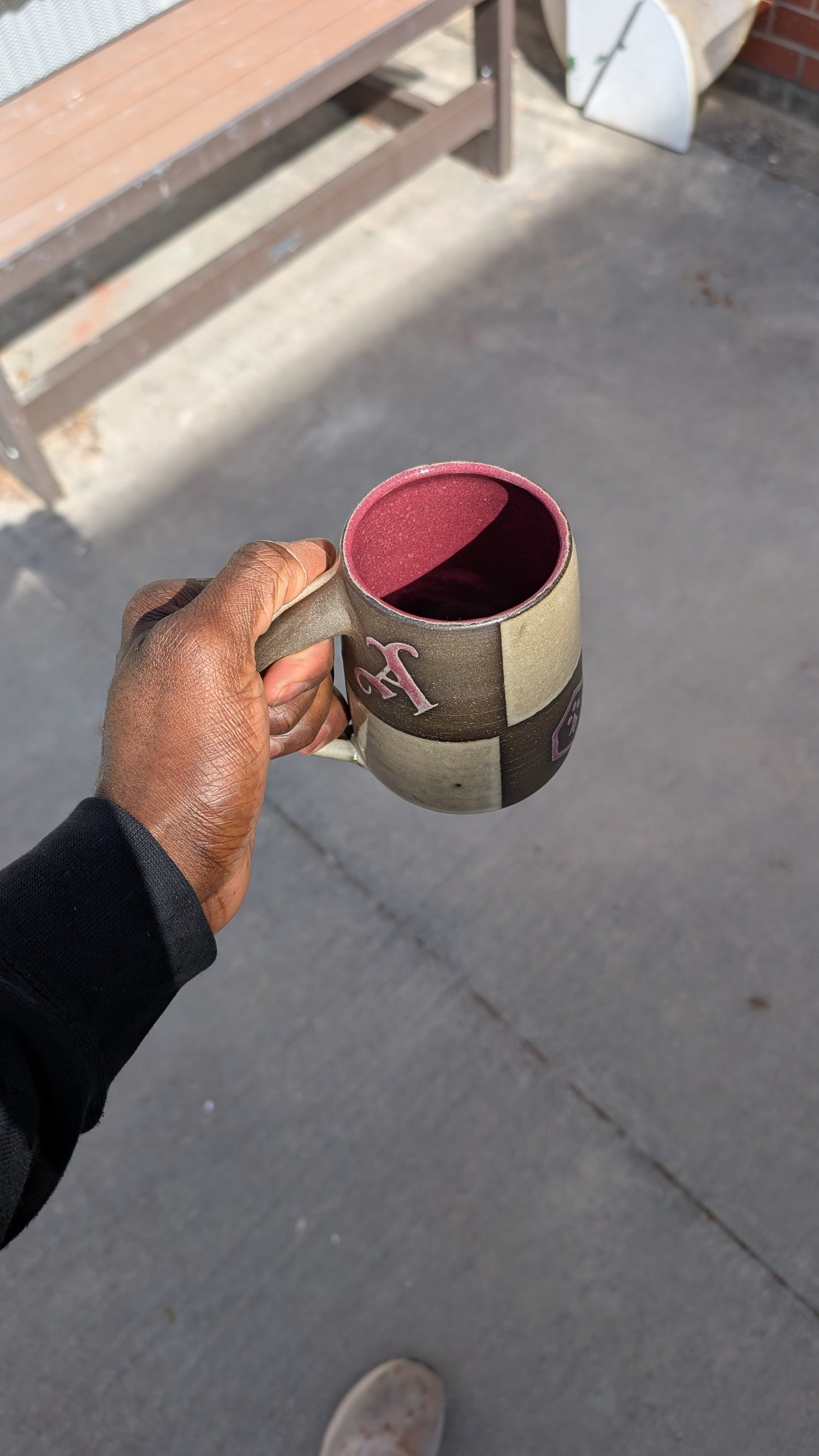 Medium White/Red Checkered Mug