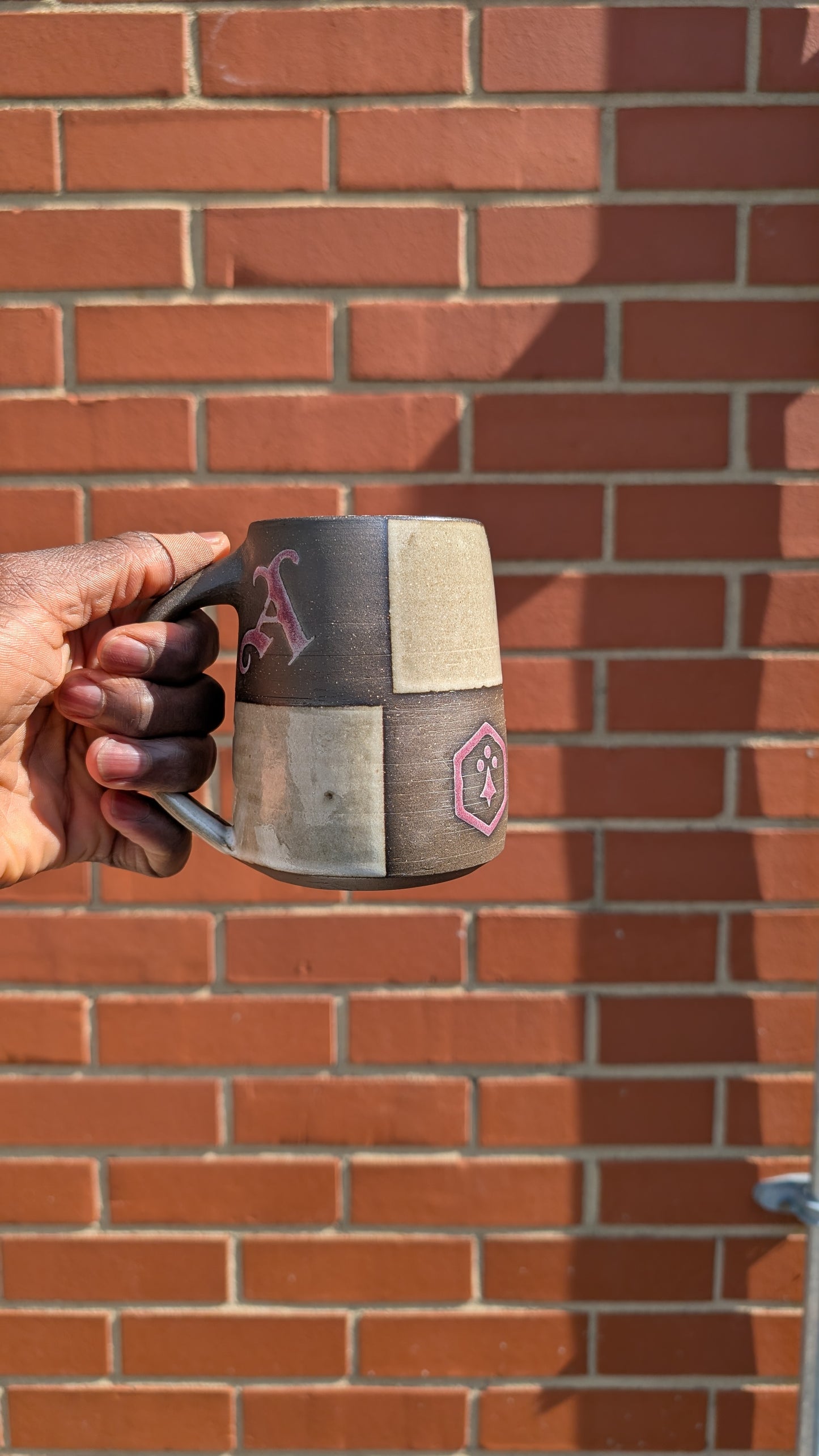 Medium White/Red Checkered Mug