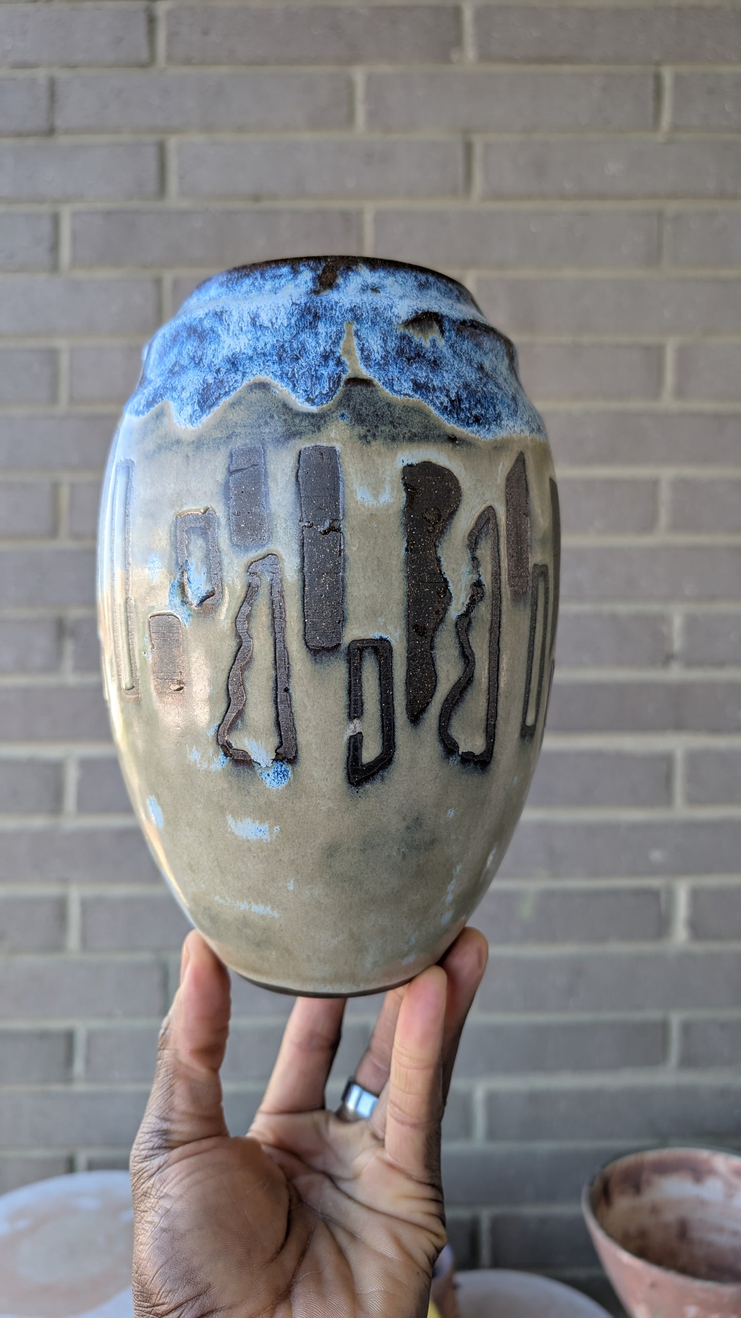 Large Geometric Shoreline Vase