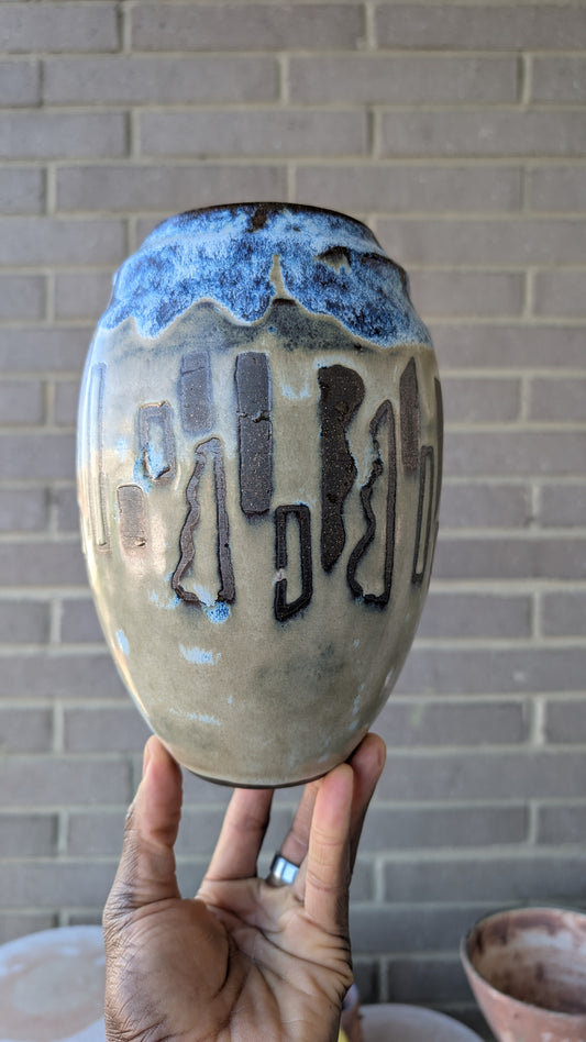 Large Geometric Shoreline Vase