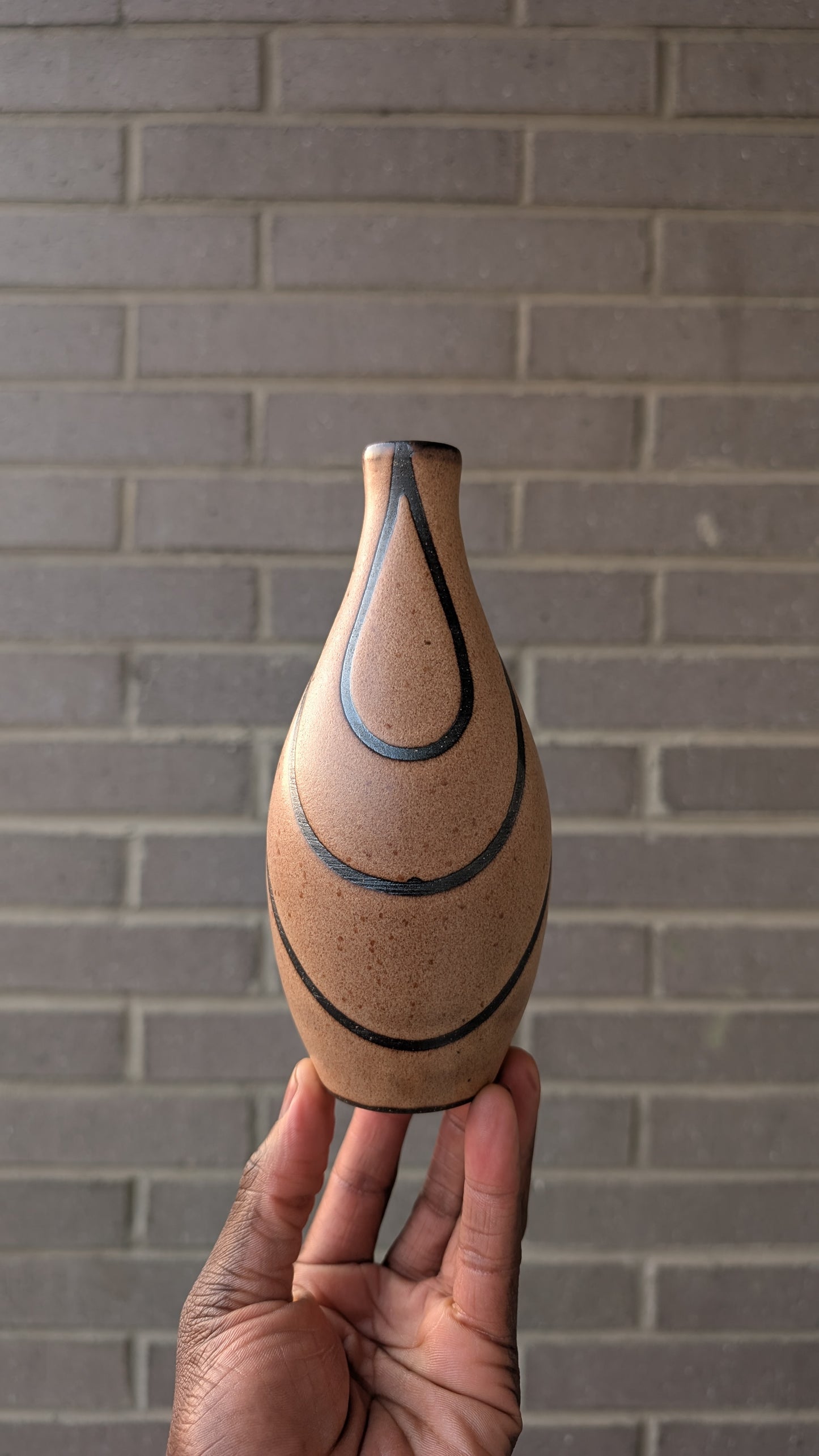 Shino Teardrop-Striped Bud Vase