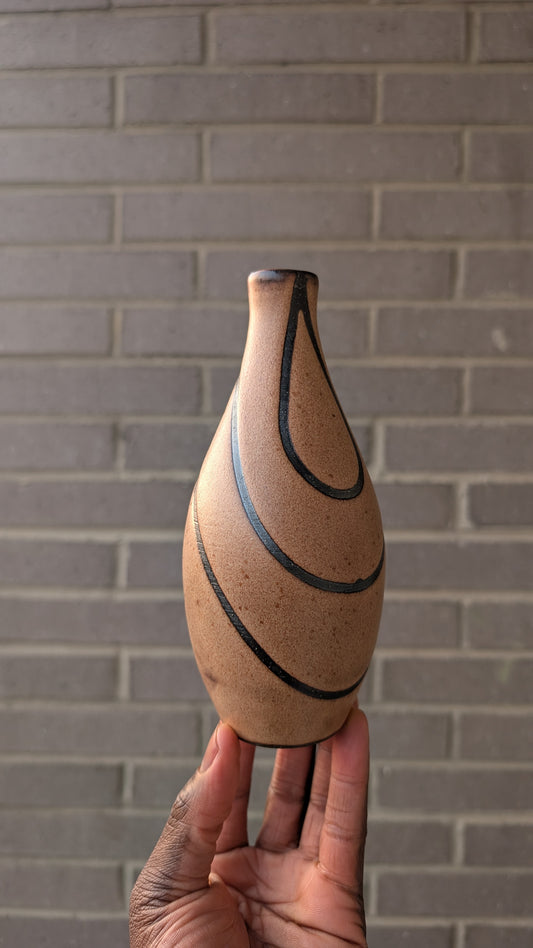 Shino Teardrop-Striped Bud Vase