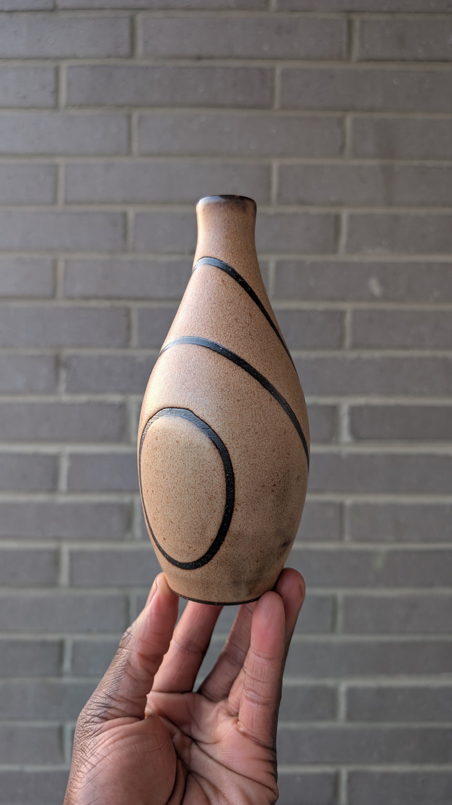 Shino Teardrop-Striped Bud Vase