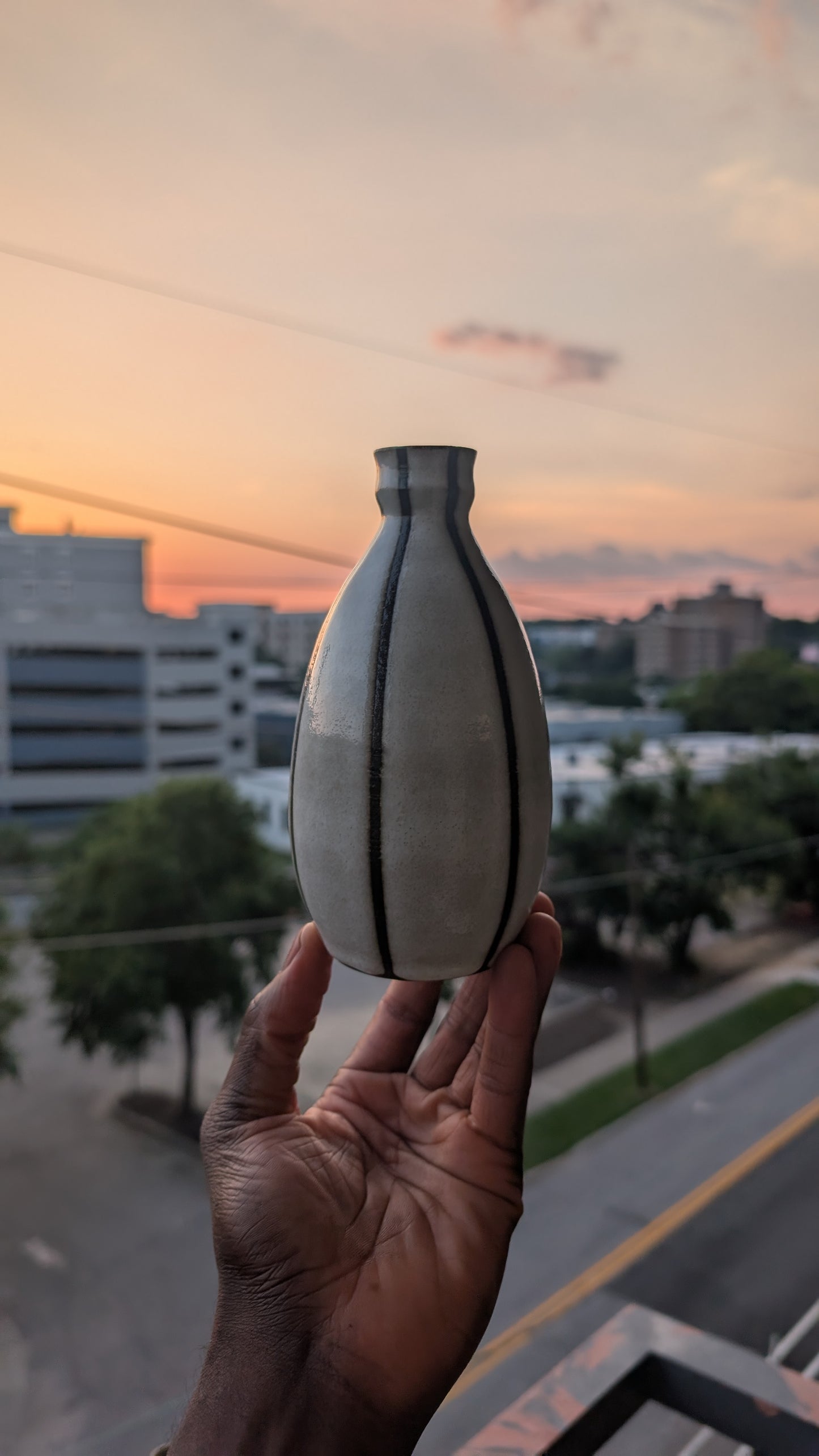 White Vertical Striped Vase