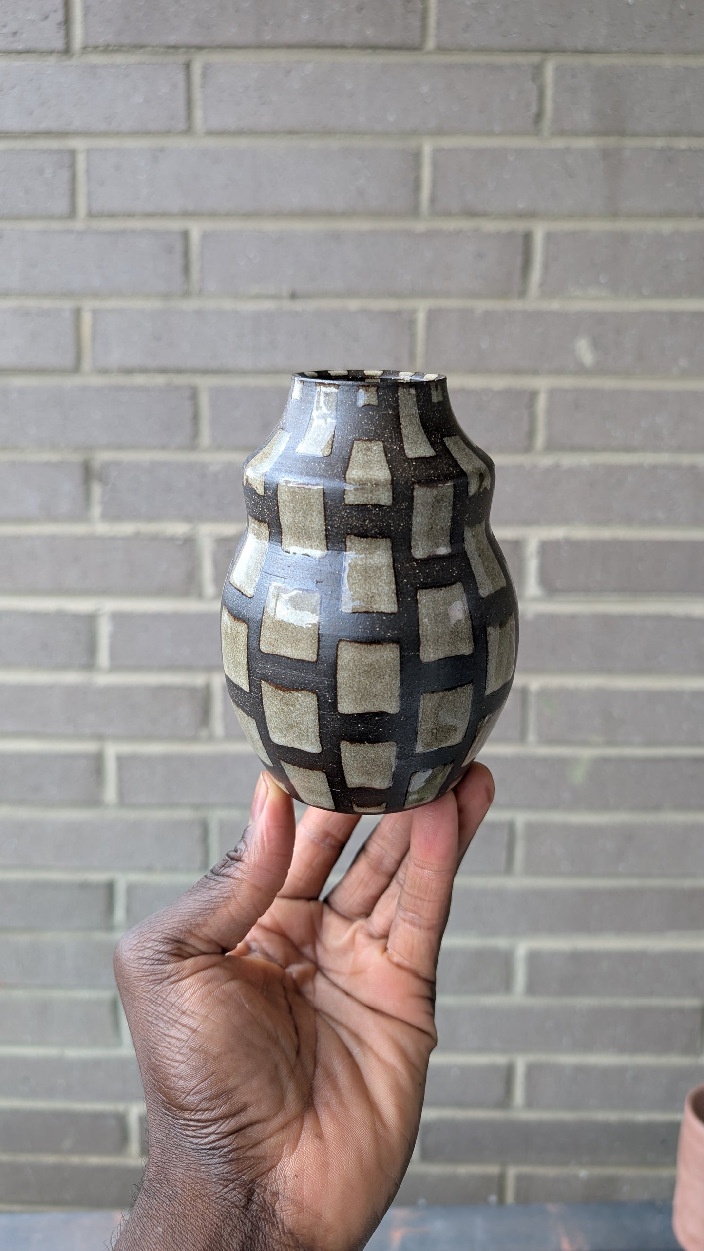 Checkered Brick Vase