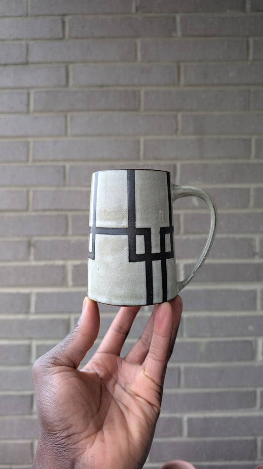 White Geometric Mug