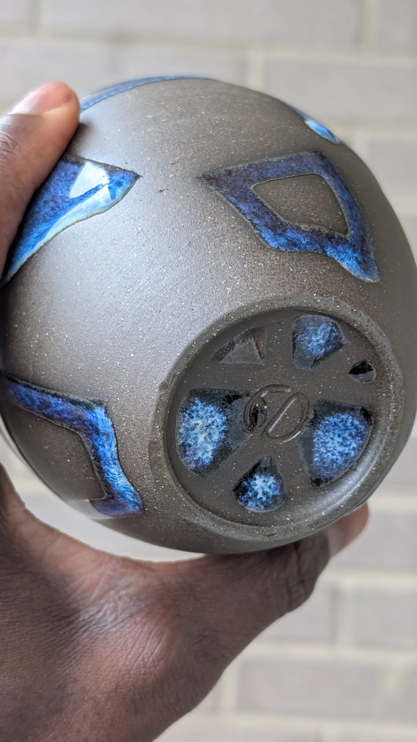 Blue Wavy Checkered Vase