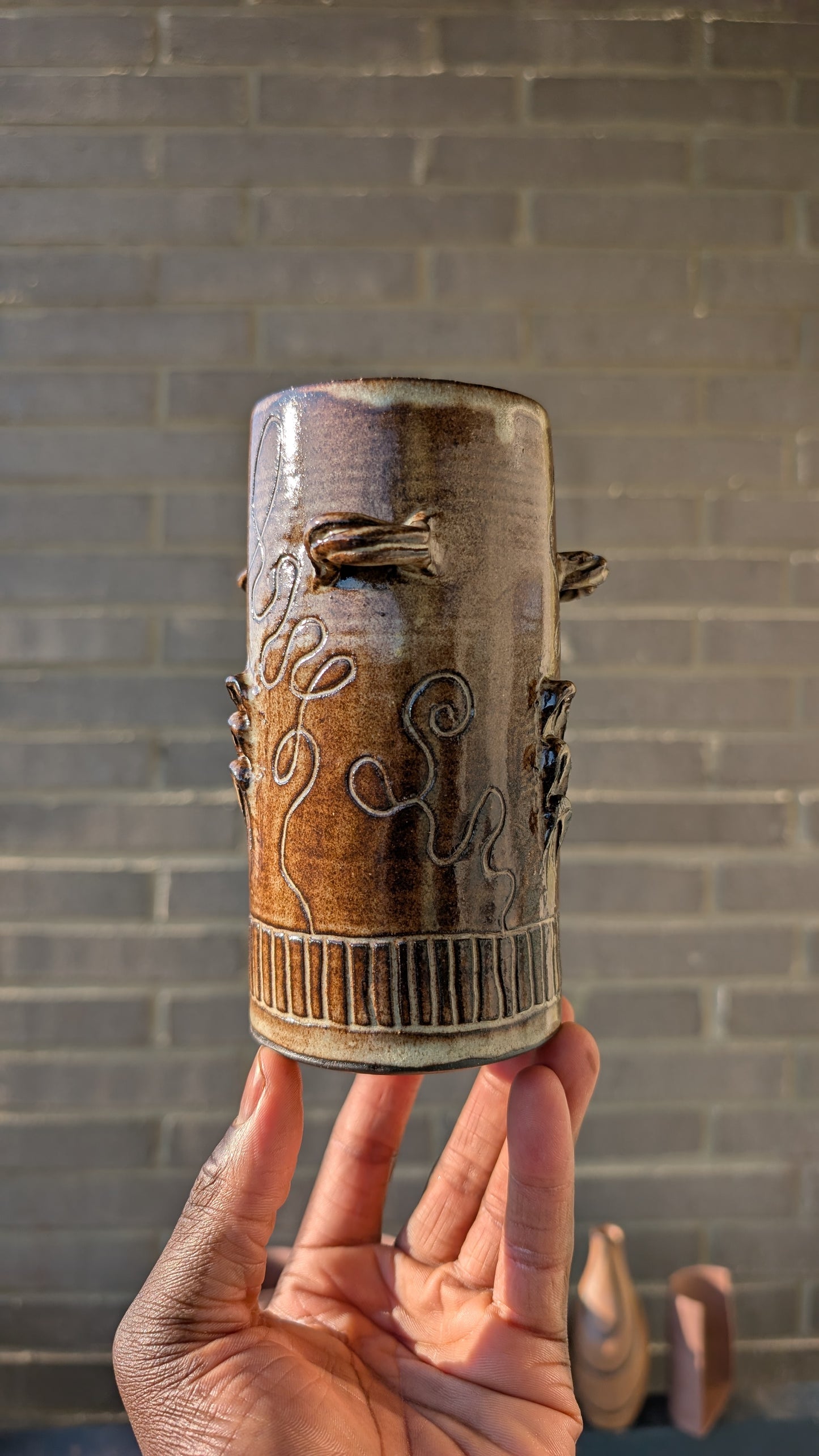 Shino Carved Vase