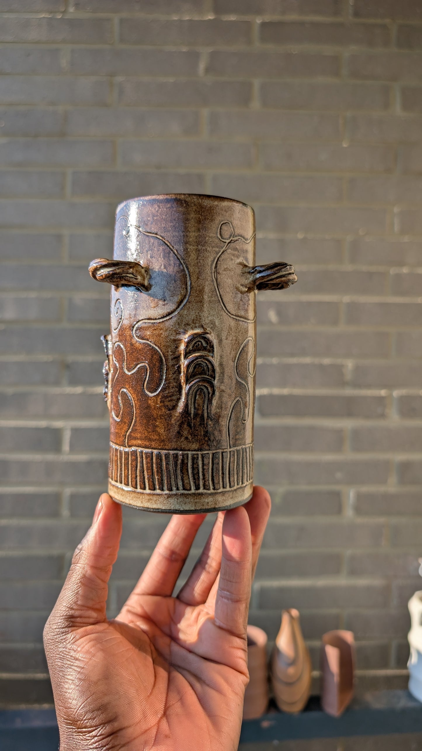 Shino Carved Vase