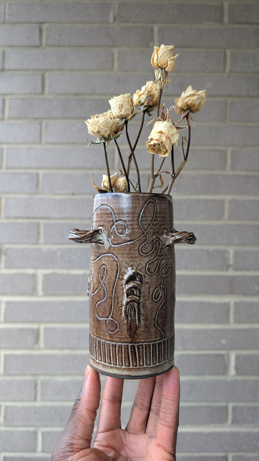 Shino Carved Vase