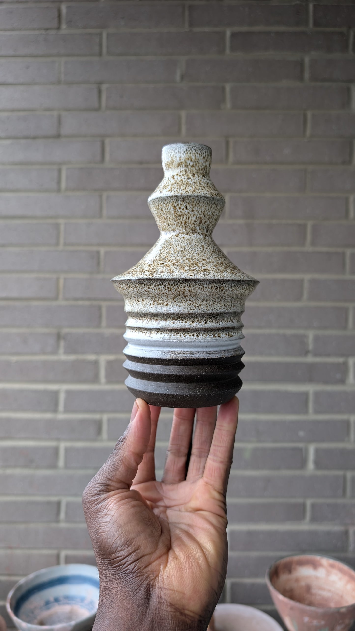 Angular White Spot Vase