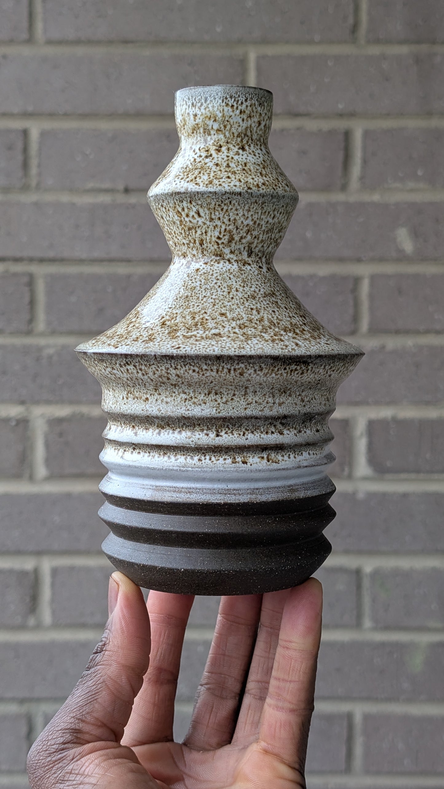 Angular White Spot Vase