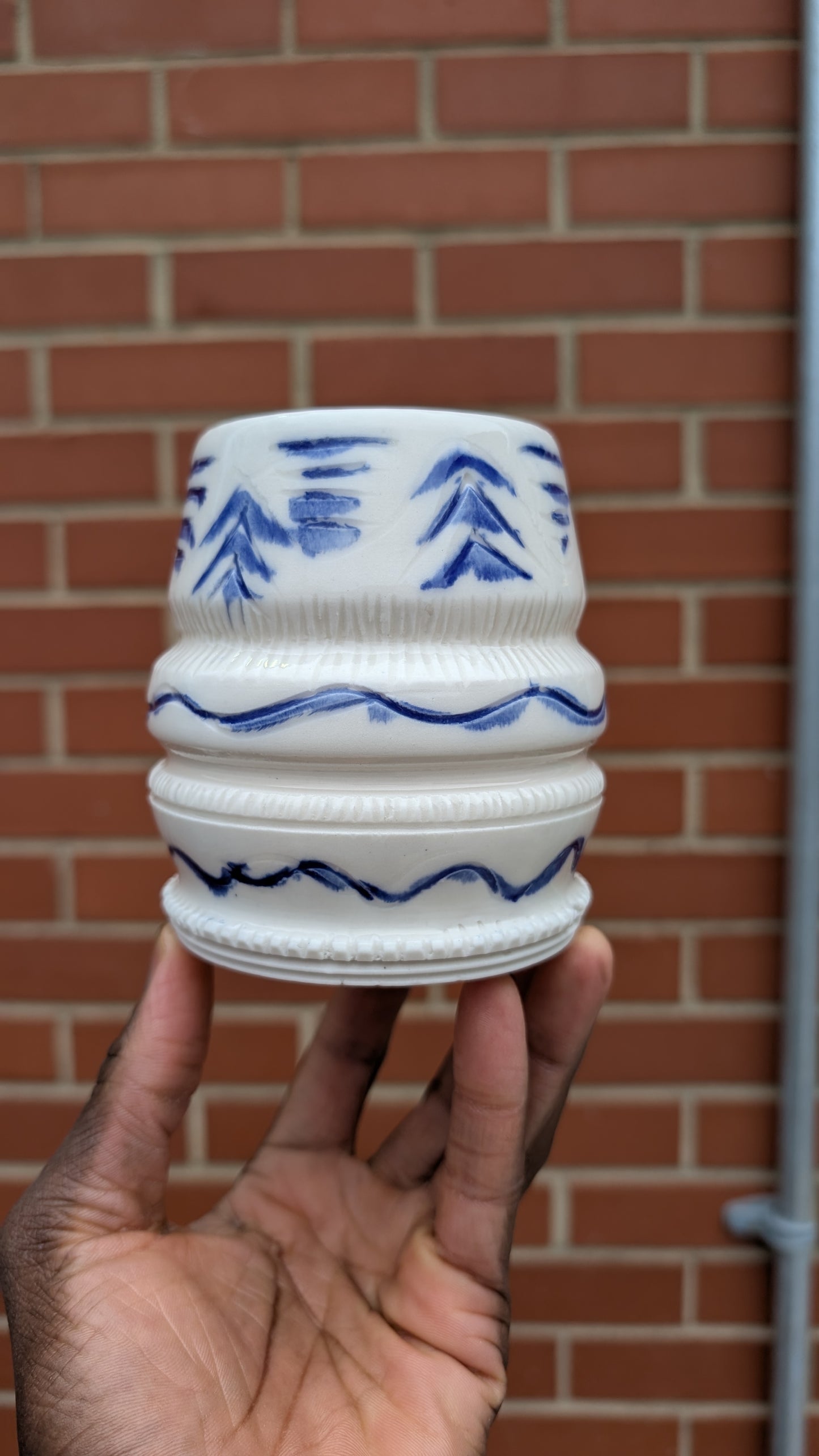 Blue Brush Porcelain Luminary