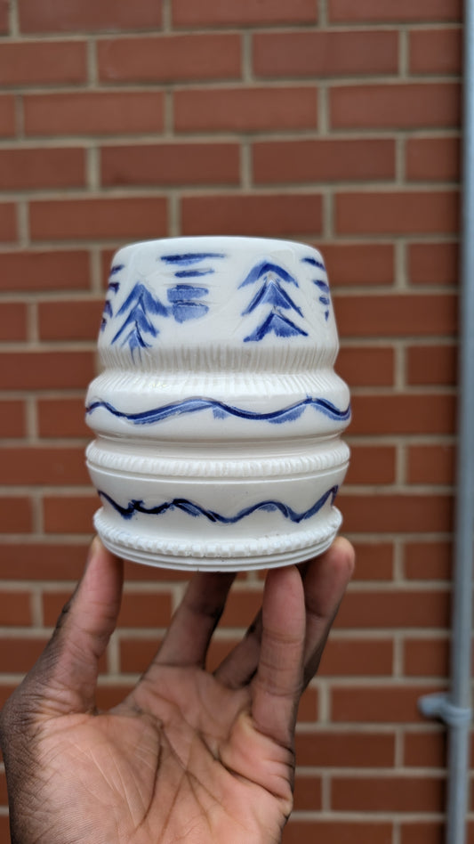 Blue Brush Porcelain Luminary