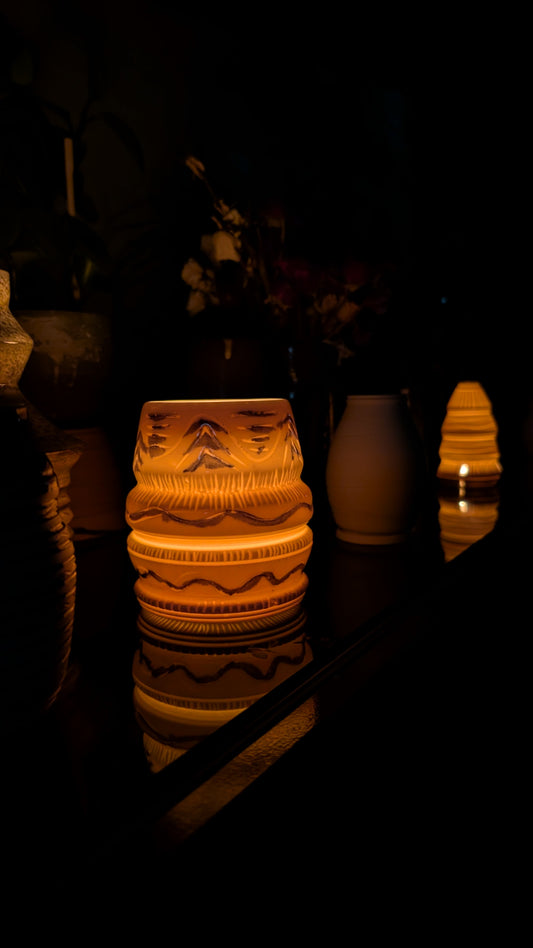 Blue Brush Porcelain Luminary