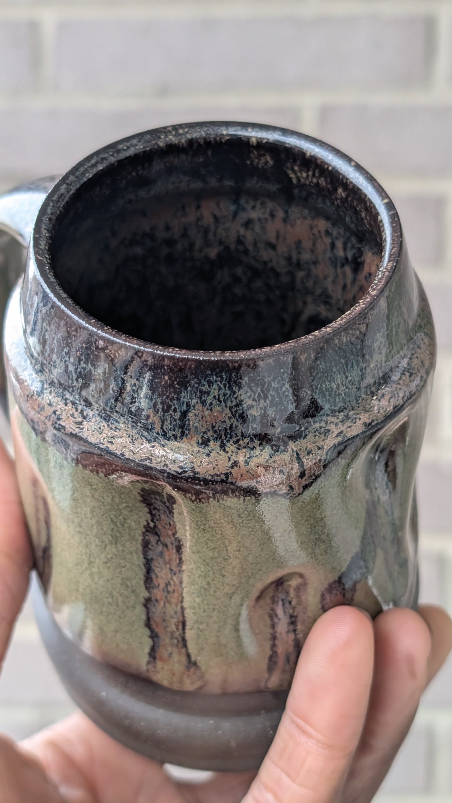 Large Green Funky Bumpy Mug