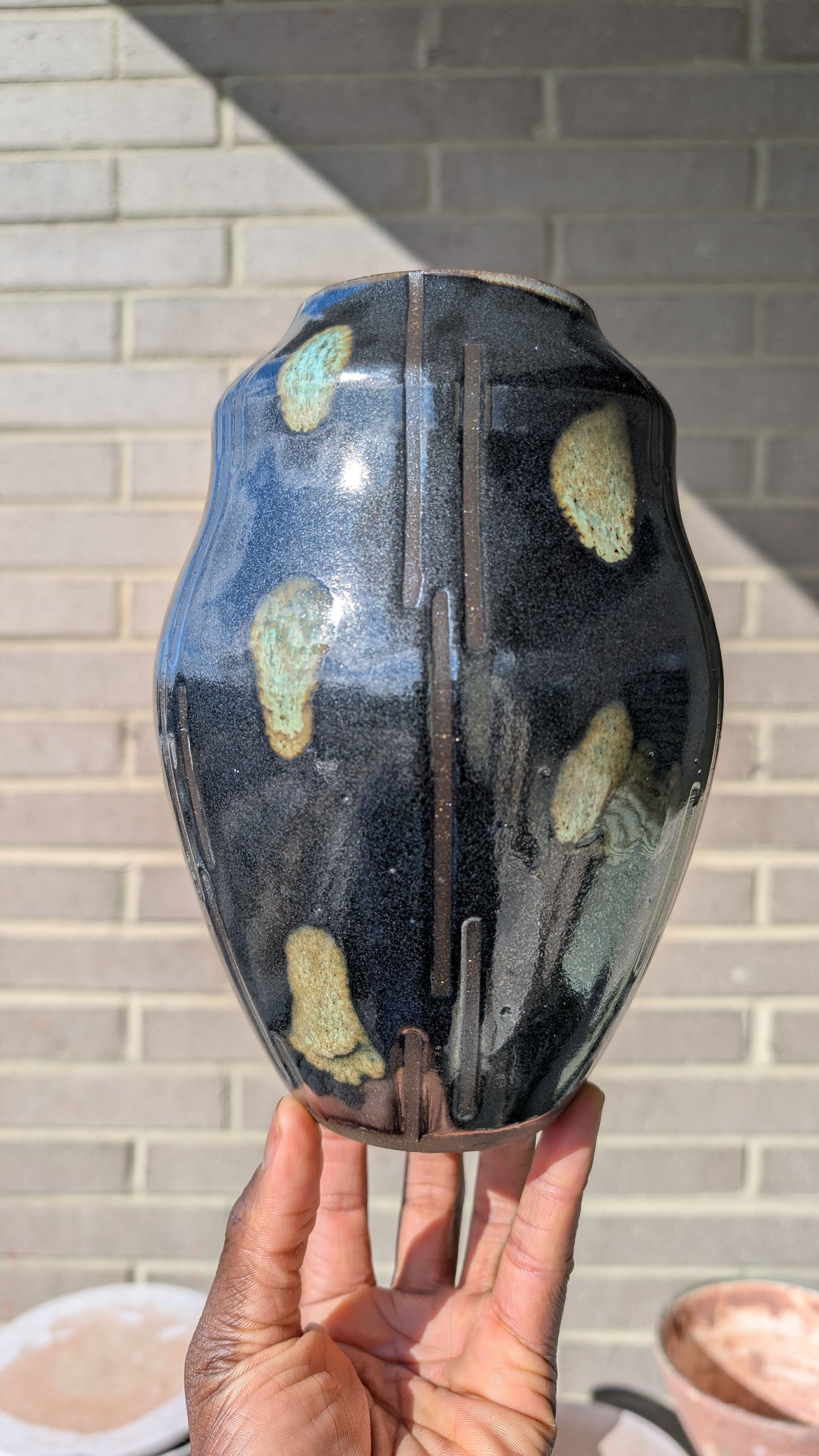 Large Black Dash Vase