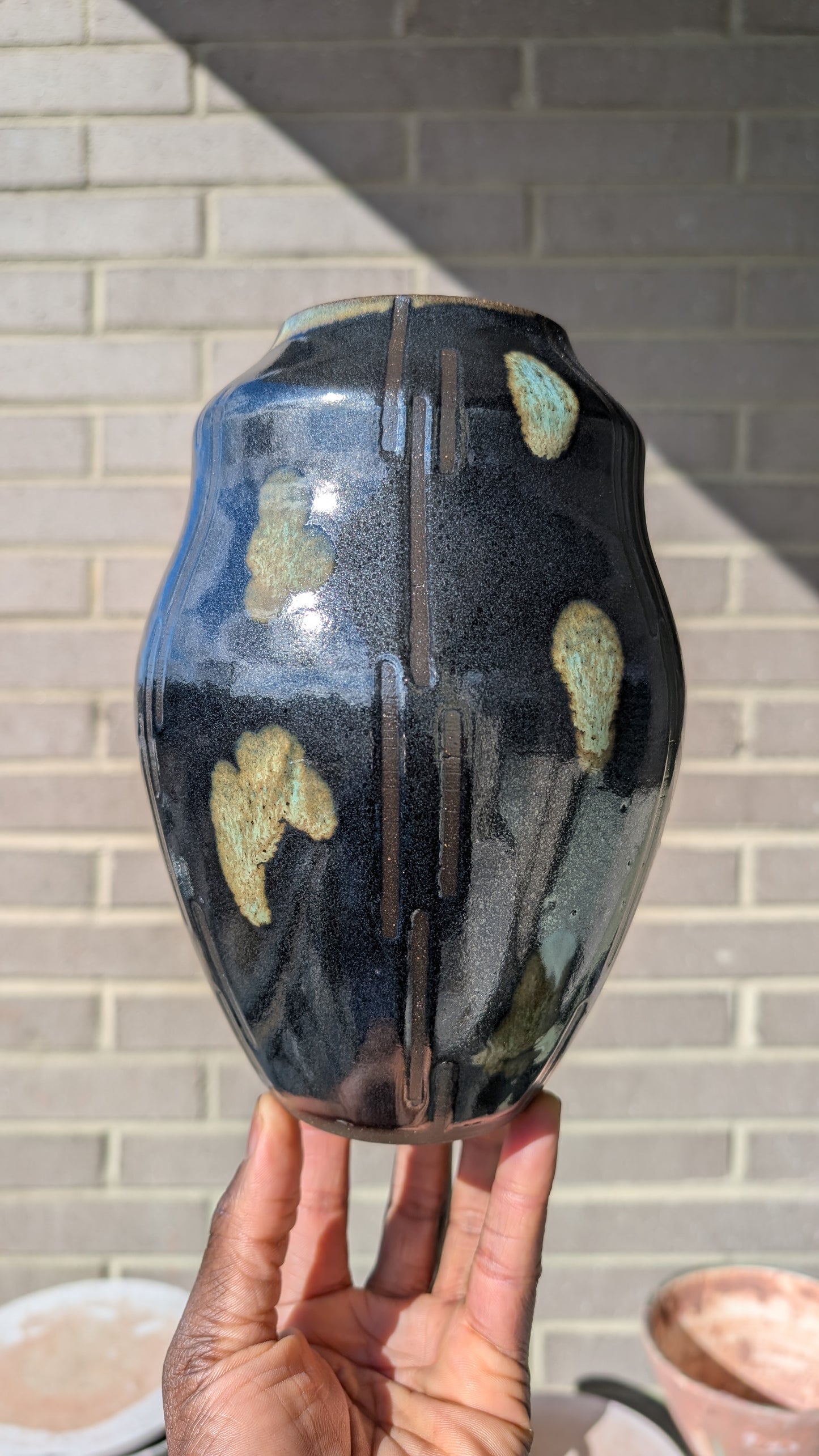 Large Black Dash Vase
