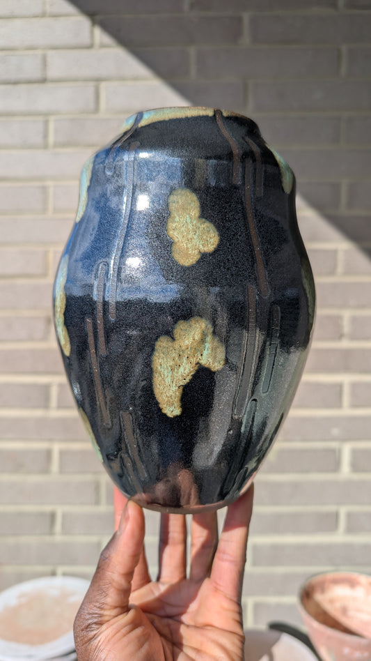 Large Black Dash Vase