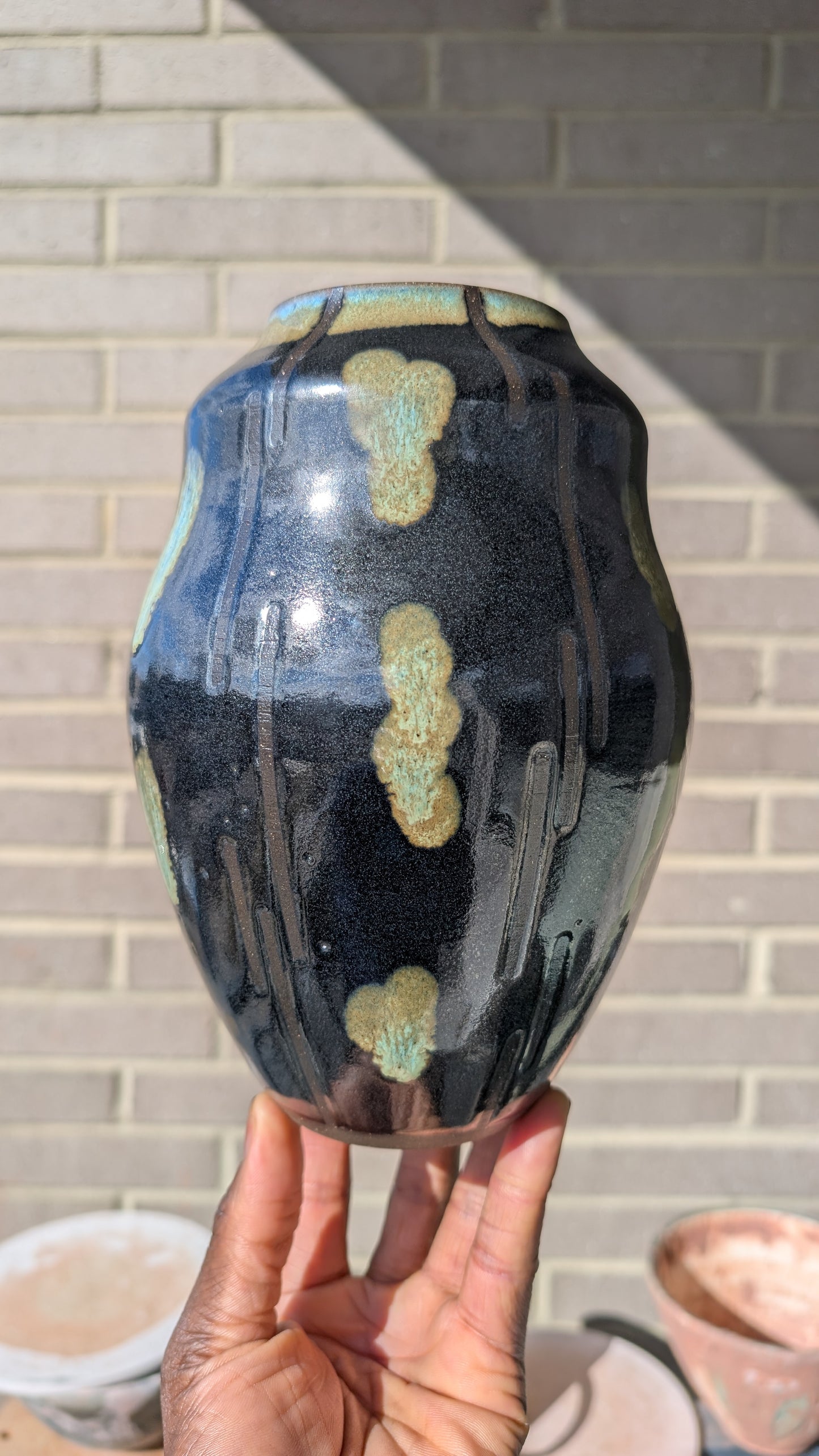 Large Black Dash Vase