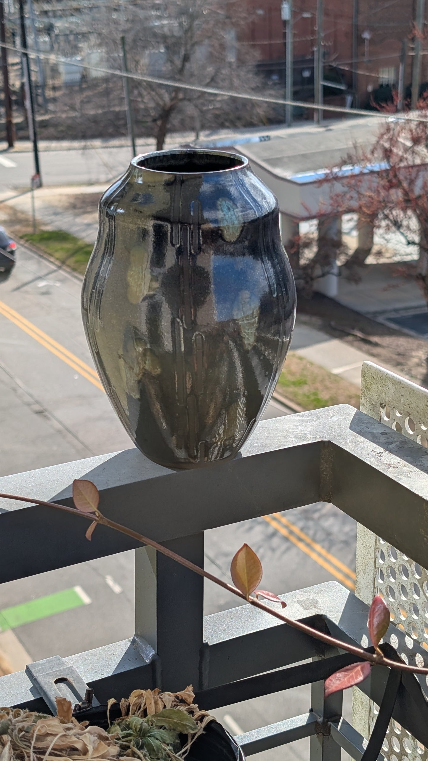 Large Black Dash Vase