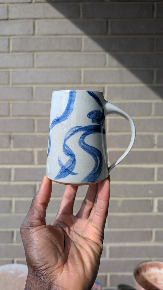 Small Indigo Ribbon Mug