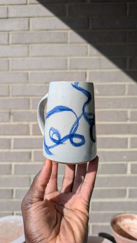Small Indigo Ribbon Mug