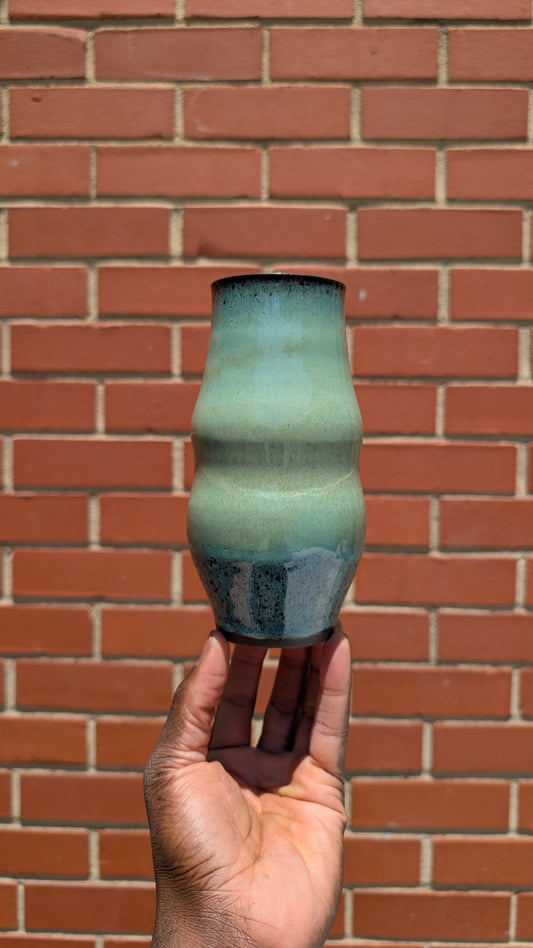 Tall Green Wavy Vase