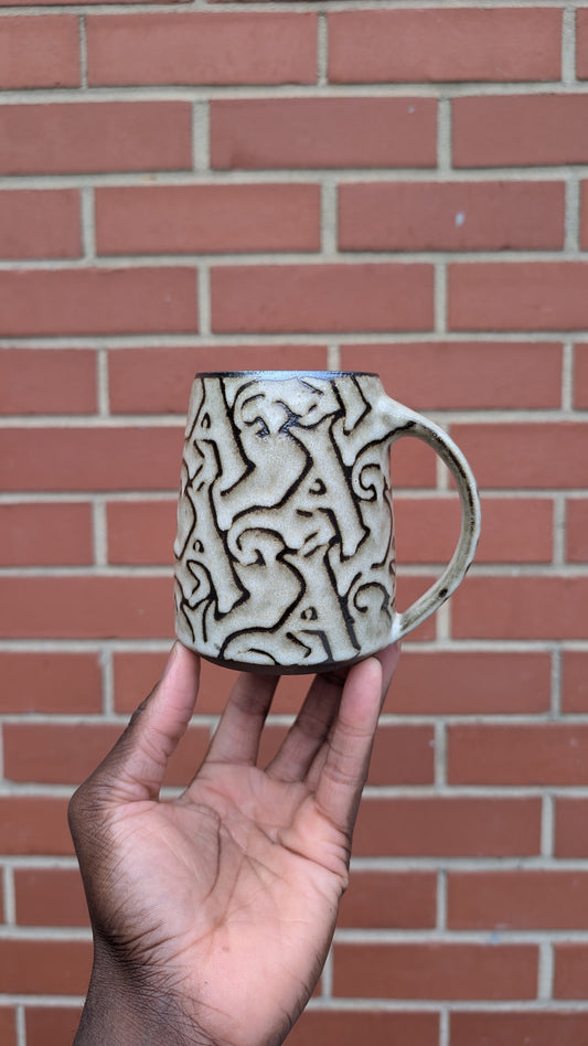 Medium White A pattern mug