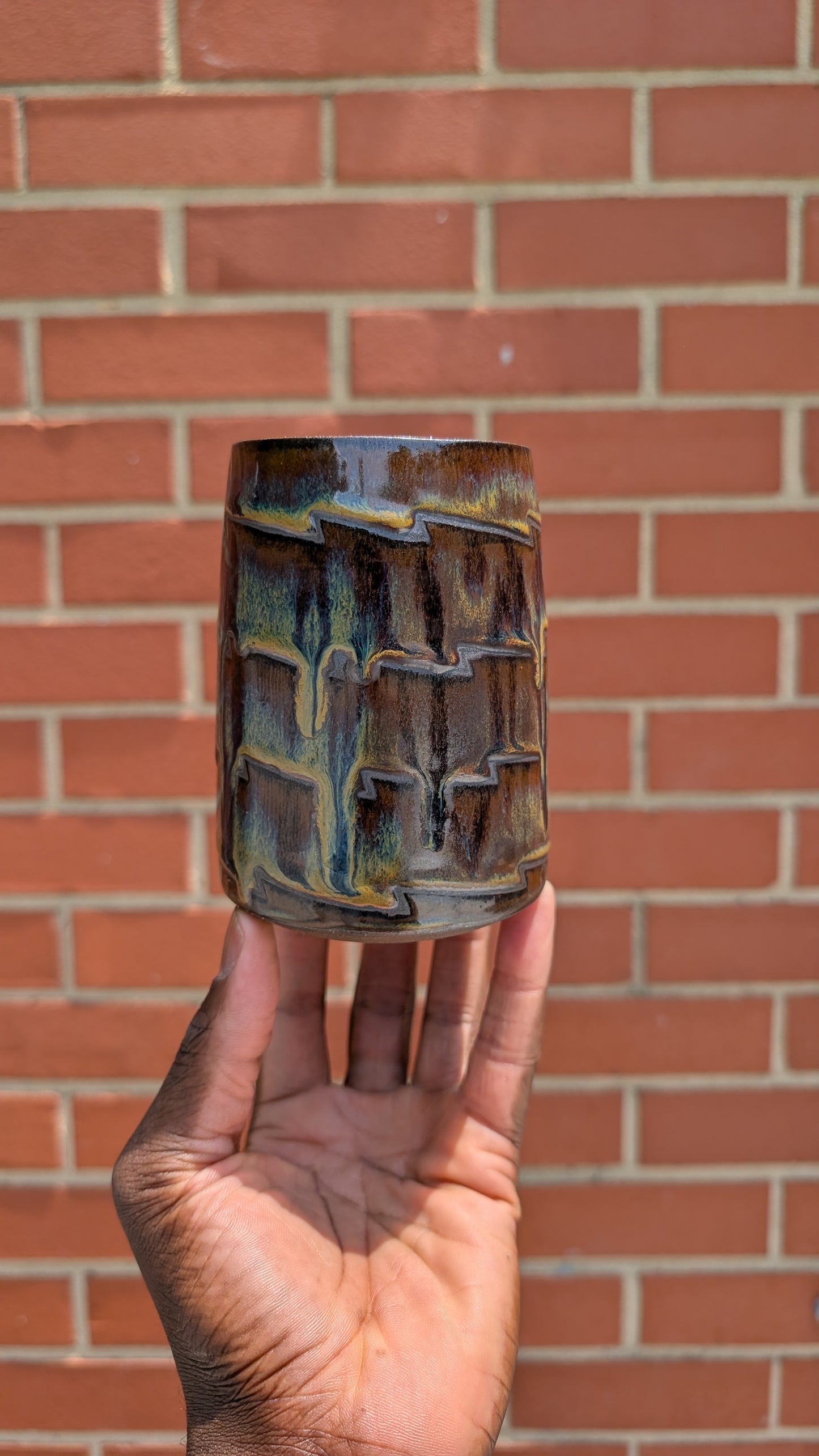 Large Horizontal Zig Zag Drip Mug