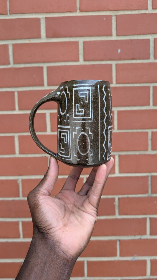 Large Underglaze Bogolan Mug