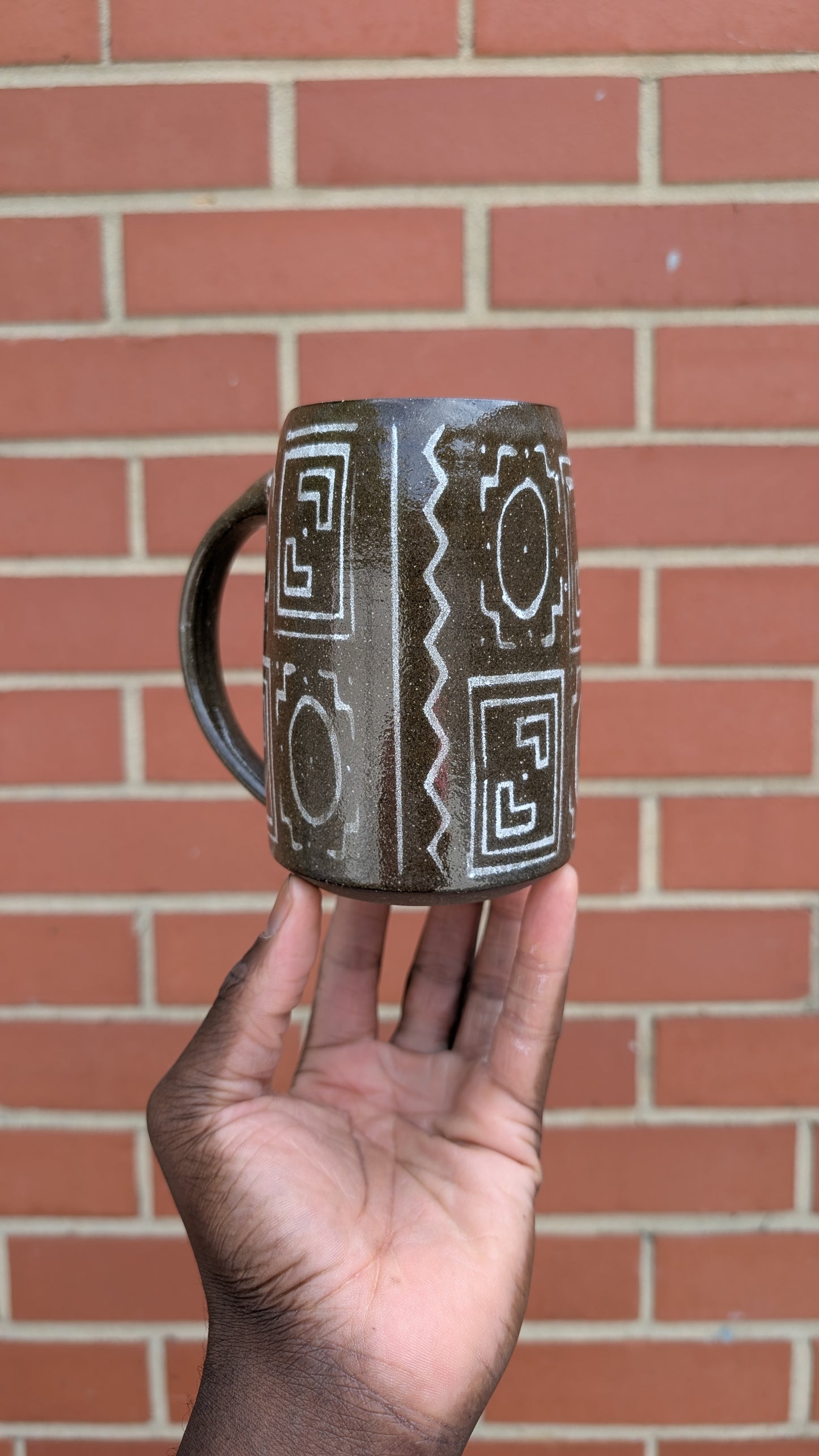 Large Underglaze Bogolan Mug