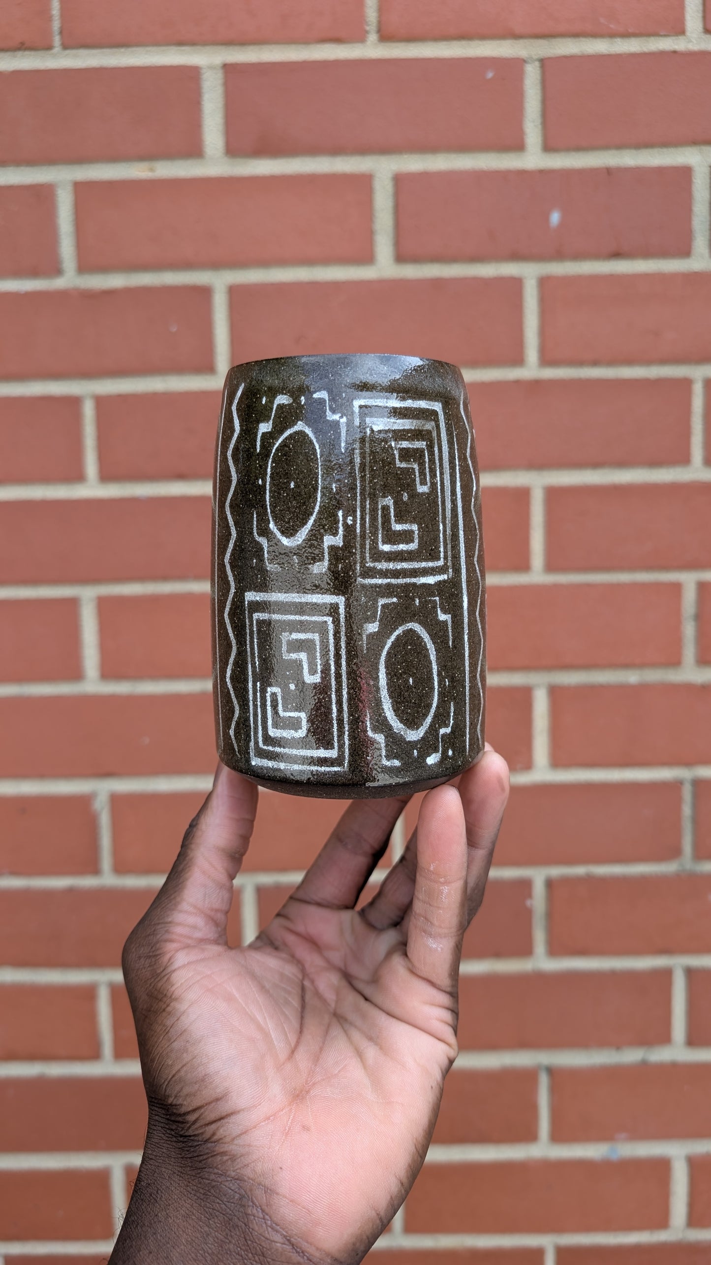 Large Underglaze Bogolan Mug