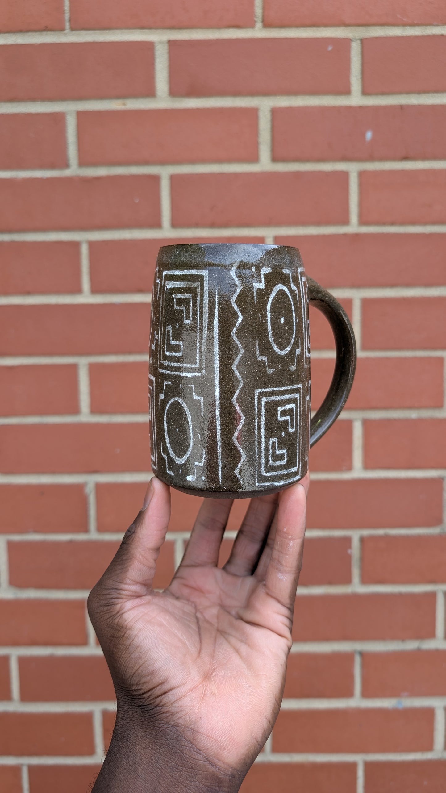 Large Underglaze Bogolan Mug